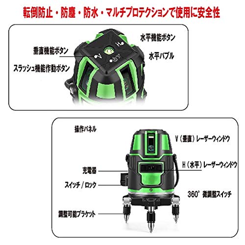 5ライン6点　グリーンレーザー墨出し器水平器測定器墨出し機水準器墨出器/高精度 楽天市場】レーザー墨出し器 5ライン グリーンレーザー墨出し器